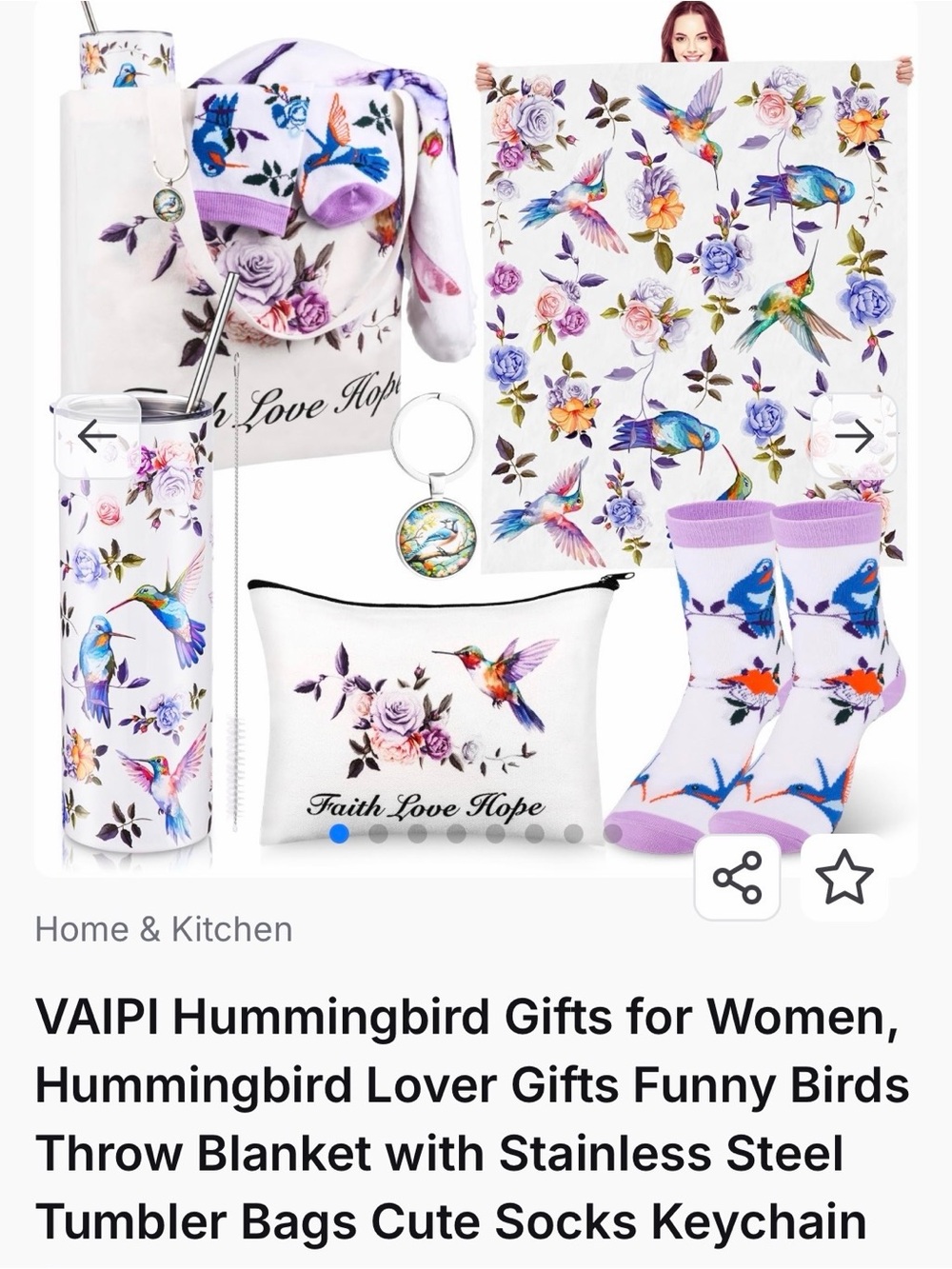 Hummingbird Gift Set - White & Purple Floral